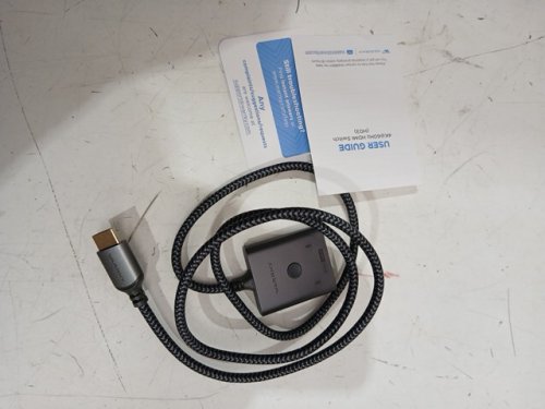 warrky 2-in 1-out bidirectional braided cable hdmi switcher/splitter - 4k@60hz, 3.3ft - grey image 3