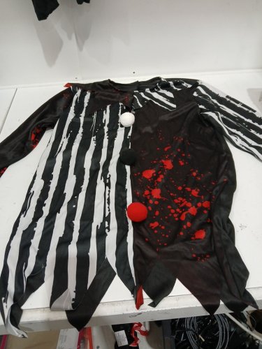2PC MEN'S CREEPY KILLER CLOWN SHIRT AND PANT SET - MEDIUM - BLACK WHITE RED image 2