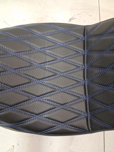motorcycle 2 up seat for driver and passenger - for select harley models - black and blue image 3