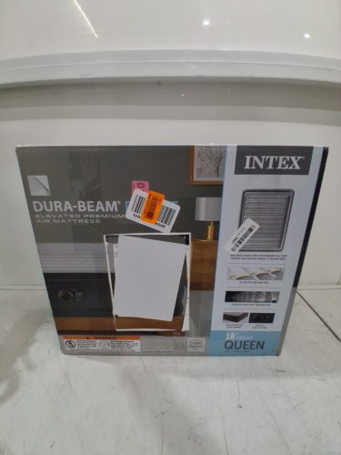 INTEX DURA-BEAM SERIES DELUXE COMFORT PLUSHFIBER-TECH inflatable AIR mattress WITH INTERNAL ELECTRIC PUMP - 18" - QUEEN - grey (MODEL: AP619D/64413ED) image 2