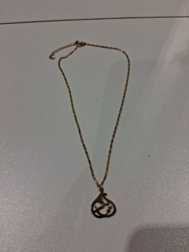 delicate twist chain "أمي,ummi,mother" calligraphic drop pendant necklace - 20" - 22"/2mm width/20mm x 23mm pendant - gold image 3