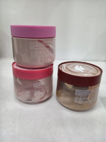 3pc DOVE BODY SCRUBS - 425G EACH - himalayan salt & rose oil/ brown sugar & coconut butter/ WHITE PEACH & CRUSHED RICE image 2