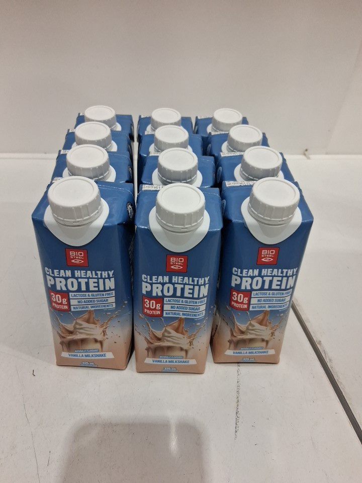 12PK BIO STEEL CLEAN HEALTHY PROTEIN DRINKS, LACTOSE & GLUTEN FREE - 30G PROTEIN, 325ML EACH - vanilla MILKSHAKE image 3