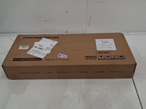 2pk feihorrm Floating Shelves for Wall - 24" x 9.3", Wall Mounted Wood Shelves - walnut image 2