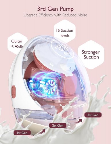 Momcozy Breast Pump Hands Free Upgraded Mobile Flow M9 App Discreet Control with Personalized Multi-Modes & 15 Levels - COZY RED (model: bp223) image 2