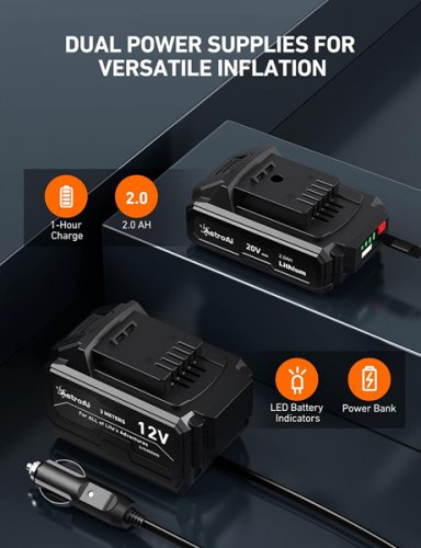 astroai rechargeable cordless handheld air compressor tire inflator with battery & charger - 20v max/160PSI - BLUE/black (model: jy16p160-18) image 4