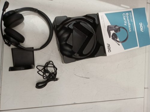 aoc Wireless bluetooth Headset with Noise Cancelling Mic and charging stand - black (model: acw4212) image 2