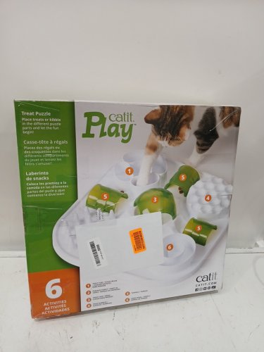 CATIT PLAY bpa free CAT TREAT PUZZLE WITH SIX ACTIVITIES - WHITE/GREEN (MODEL: 43010) image 2