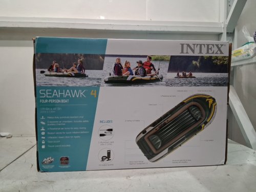 INTEX SEAHAWK 4-PERSON INFLATABLE FISHING & RECREATIONAL BOAT SET WITH ALUMINUM OARS & AIR PUMP - GREEN (MODEL 68351EP) image 2