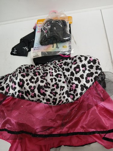5PC GIRL'S PARTYHOLIC SKELECAT COSTUME MEDIUM (8-10) - BLACK PINK WHITE image 2