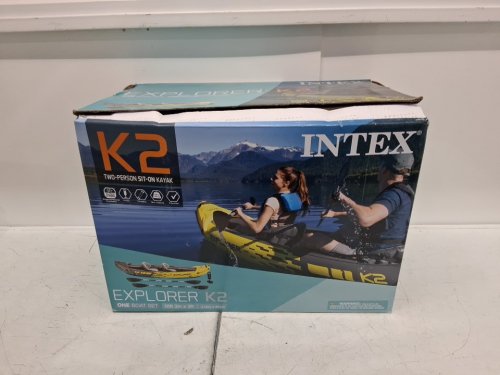 INTEX EXPLORER K2 2-PERSON INFLATABLE KAYAK SET WITH ALUMINUM OARS & PUMP - YELLOW (MODEL: 68307EP) image 3