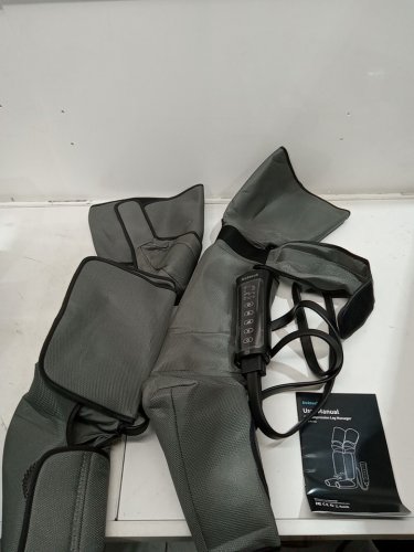 Unisex Nekteck Leg Massager for Circulation & Pain Relief with Air Compression Foot Calf Thigh Massager with 2 Heat & 3 Vibration Functions with 6 Modes 3 Intensities - BLACK/GRAY - (MODEL: FE-7208) image 4