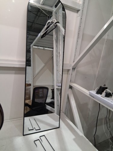 BEAUTYPEAK Full Length Arched Hanging/ Wall-Mounted Mirror - 48"x14" - black image 3