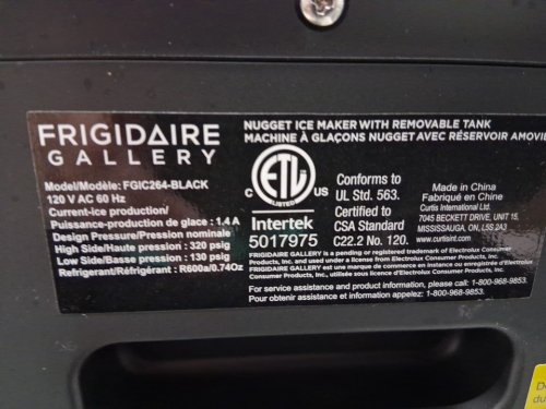 Frigidaire Gallery 38 lbs. Countertop Nugget Ice Maker-easy crush ice-Black (model: efic264-black/fgic264-black) image 12