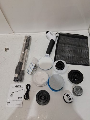 YKYI Electric Cordless Spin Power Scrubber with USB-C Rechargeable Head, 3 Adjustable Speeds and 8 Replaceable Brush Heads - 25 Watts - 90 Minute Run Time - Black/White (Model: ANS-8051B) image 3