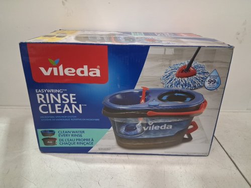 VILEDA EASYWRING RINSECLEAN SPIN MOP & BUCKET SYSTEM WITH REUSABLE MICROFIBER MOPHEAD & EXTENDABLE HANDLE - BLUE/GREY (MODEL: 168467) image 5