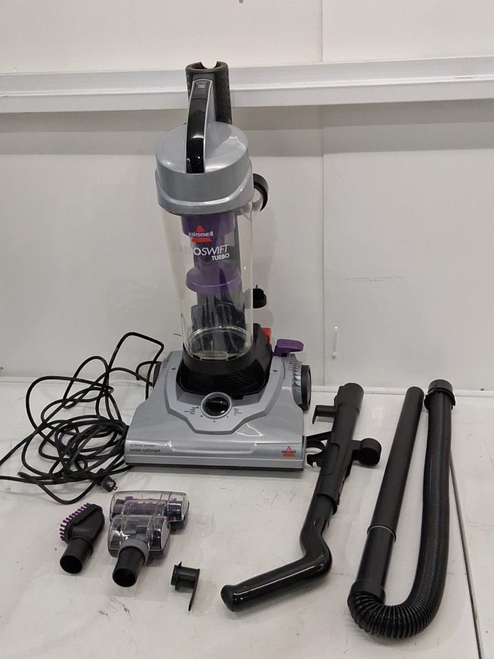 BISSELL AEROSWIFT TURBO UPRIGHT VACUUM WITH CLEANING TOOLS - PURPLE/GREY (MODEL: 1808B) image 3