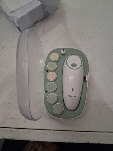 momcozy rechargeable electric gentle baby nail trimmer - white/green (model: NC02) image 3