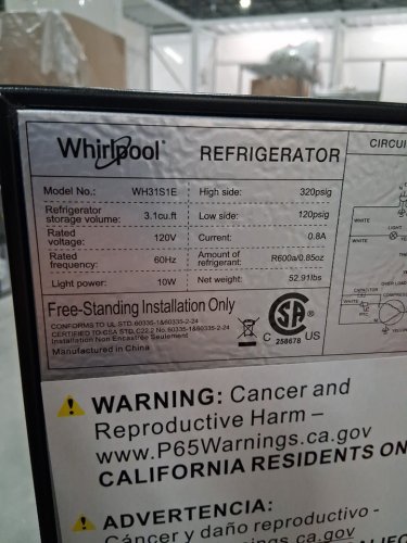 Whirlpool 3.1CuFT Mini Fridge with freezer - Stainless Steel - (Model: WH31S1E) image 7