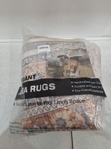 loongrug indoor non-slip washable boho area rug- 8ft x 10 ft- beige/blue image 2