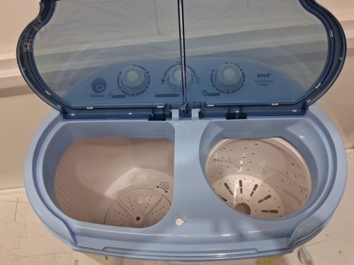 PYLE PURE CLEAN 2-IN-1PORTABLE WASHING MACHINE WITH WASHER & DRYER - 7.7LBS / 3.3LBS CAP - WHITE/BLUE (MODEL: PUCWM22) image 8