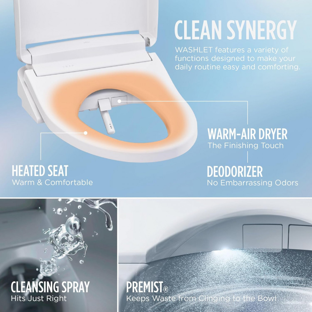 TOTO WASHLET S2 Electronic elongated Bidet Toilet Seat with Instant Water Heating, heated seat, night light & side control - cotton white (model: sw3346#01) image 5
