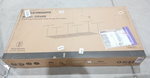 FLEXIMOUNTS Overhead Garage Storage Rack - 4FT X 8FT - 600LB cap - black (model: gr48B) image 3