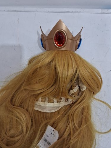 WOMEN'S SUPER MARIO PRINCESS PEACH COSTUME WIG and crown- blonde image 3