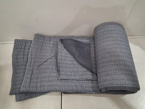 3PC WDCOZY RUSTIC PICK STITCH QUILT SET - KING - CHAMBRAY BLUE image 3