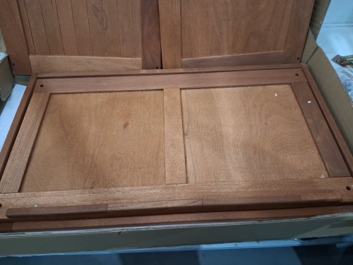 costway wooden outdoor storage bench - 52gal, 38" x 21" x 23" - teak wood - (model: np13345) image 6