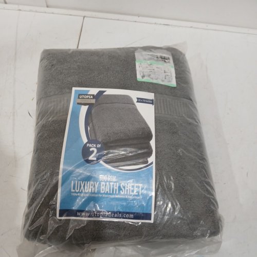 2pk utopia 600 GSM Luxury Bath Sheet - 70" x 35" - dark grey image 2