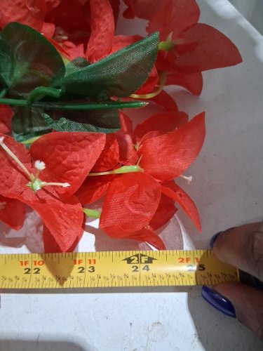 Uuiauoio Artificial Bougainvillea Faux Flowers Plant -25" - red image 4