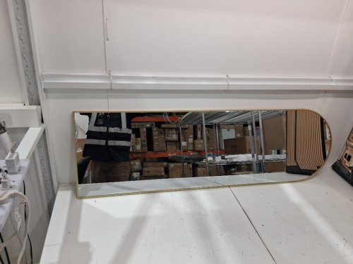 HOMLUX Free Standing/Wall Mounted Arched Full Length Mirror - 18" x 58" - Gold (Model: NM-003GXZJ-1858-2.5-GD) image 3