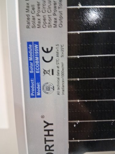 ECO-WORTHY Monocrystalline Solar Panel Module - 195W - 12V - 52.6" x 26.4" x 1.4" - (Model: ECOM195W) image 3