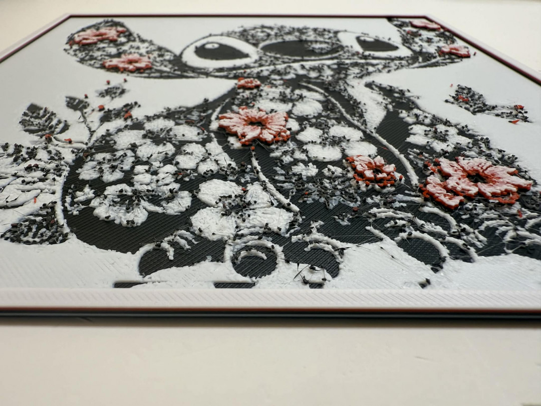 8"x8" 3D Printed - Stitch- Textured Photo image 2