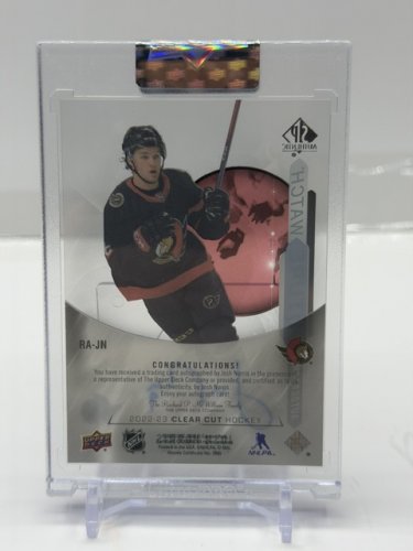 2022-23 UPPER DECK CLEAR CUT SP AUTHENTIC SIGNED JOSH NORRIS HOCKEY CARD # RA-JN image 2