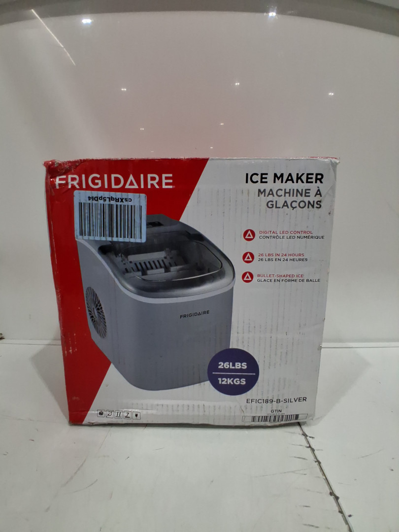 FRIGIDAIRE COMPACT COUNTERTOP ELECTRIC ICE MAKER - MAKES 26LBS OF ICE/DAY - SILVER (MODEL: EFIC189-B-SILVER) image 2
