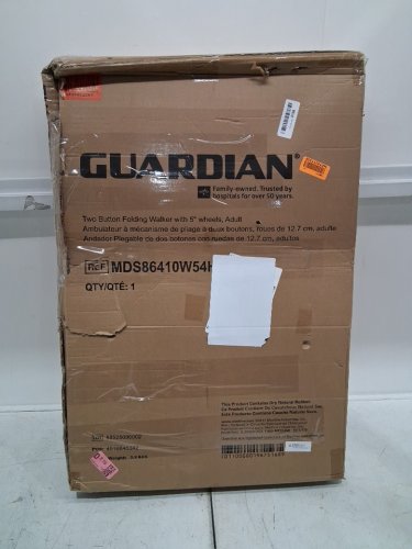 MEDLINE GUARDIAN ADJUSTABLE ALUMINUM 2-BUTTON FOLDING WALKER - 300LBS CAPACITY - GREY (MODEL: MDS86410W54H) image 2