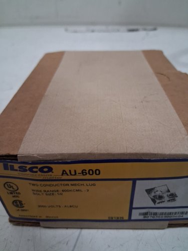 3pk Ilsco Aluminum Tin plated 2 gauge Conductor Lug - 5" x 5" x 2" - 1 1/2 Stud hole - silver (model: ‎AU-600) image 3