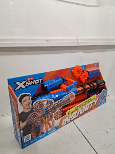 Zuru XSHOT Insanity Motorized Gatling Blaster with Tripod Stand and darts - blue/black/orange (model: 36654) image 3