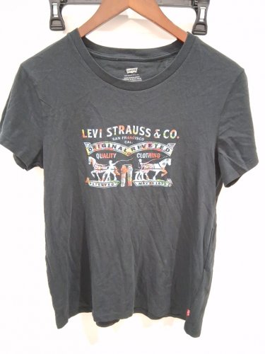 women's levi's horse design short sleeve shirt - medium - black (style: 1501202) image 2