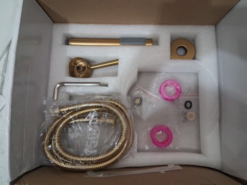 GRANDJOY Pressure Balance Wall Mount Double Handle 2-Spray Shower Faucet with Anti Scald - Brushed Gold(Model: GJ66-SS10-BG10) image 6