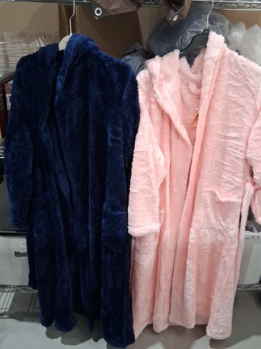 2PK HOODED fleece bathrobes - l/xl - blue/pink image 3