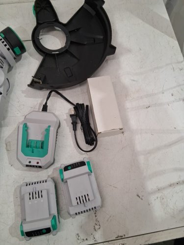 Litheli Cordless Expandable String Trimmer with two 2.0Ah Batteries and Charger - 90° Tilt - 12" - 20V - grey/Teal (model: e01gt00-0a210) image 6