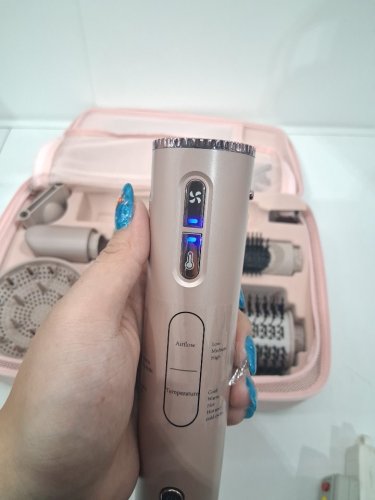 9PC 7magic high speed hair dryer brush WITH BAG and 6 in 1 styler - 110 volts - 1200 watts - Champagne Gold - (MODEL: TD-2301) image 6