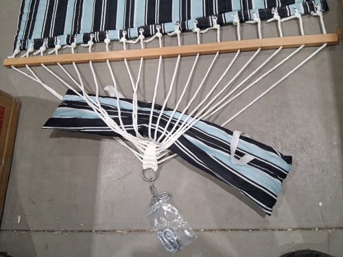 lazy daze hammocks Large Double Stripes Quilted Hammock - 55" - aqua navy (model: HMQFH034) image 4