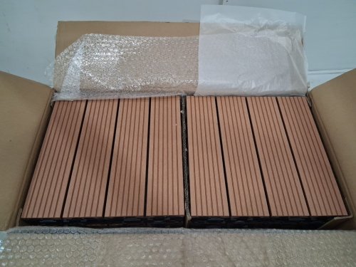 18pc costway all-weather interlocking deck tiles - 12" x 12" each, 18sq.ft total - brown - (model: np11789cf) image 6