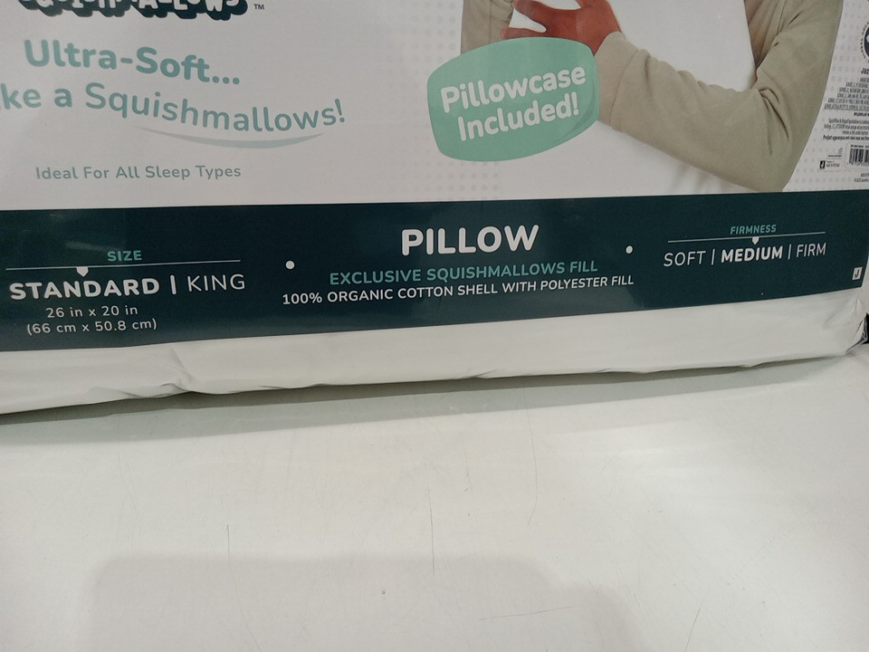 2pc squishpillow medium firmness pillow and case - standard size (26" x 20") - White (Model: SQPL00084) image 3