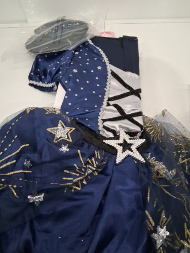 2PC GIRLS PALAMON MIDNIGHT WITCH COSTUME WITH HAT - LARGE 10/12 - BLUE/SILVER/GOLD image 2