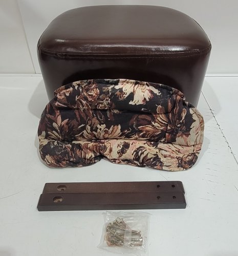 LEATHER ROLLING STOOL WITH BACKREST - 14D X 16W X 10H - BROWN image 4